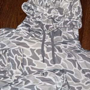 Burlebo Performance Hoodie Pullover Deer Camo Mens Medium Duck Grey White